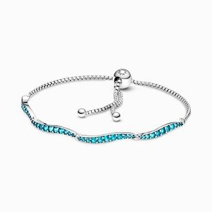 Retired Pandora Blue Wavy Slider Bracelet